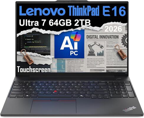ThinkPad T16 Gen 2 Business Laptop (16" FHD+ Anti-glare, 10-Core i7-1355U, 48GB DDR5 RAM, 2TB PCIe SSD), Fingerprint Reader, 1080p Webcam, Ethernet, Type-C, Wi-Fi 6E, Win 11 Pro w/ AI Copilot, Black in Kuwait