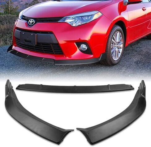 3 Pieces Front Bumper Lip Spoiler Splitter Side Body Kit Trim Protection Compatible with 2014-2016 Toyota Corolla Base L LE Model, 2015 (Painted Black) in Saudi Arabia