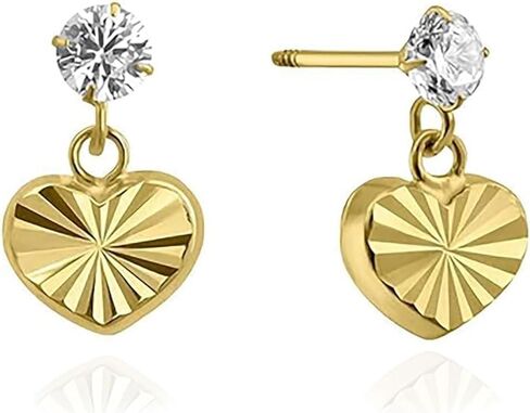 Hoberta Real 14k solid Yellow Gold Tiny Circle Stud Earrings with Screw back for Women Girls Men for Sensitive ears Small & Minimalist Dot Studs Jewelry for Gifts (Cross Diamond Cut) in Saudi Arabia