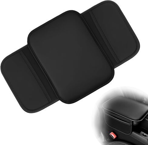 غطاء وحدة التحكم المركزية للسيارة، غطاء مسند ذراع جلدي للسيارة، وسادة وحدة التحكم الوسطى مع حقيبتين للتخزين، ملحقات داخلية عالمية للسيارات لمعظم الشاحنات وسيارات الدفع الرباعي وسيارات السيدان (أسود) in Kuwait