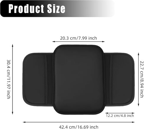 غطاء وحدة التحكم المركزية للسيارة، غطاء مسند ذراع جلدي للسيارة، وسادة وحدة التحكم الوسطى مع حقيبتين للتخزين، ملحقات داخلية عالمية للسيارات لمعظم الشاحنات وسيارات الدفع الرباعي وسيارات السيدان (أسود) in Kuwait
