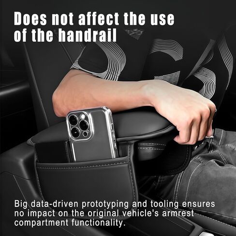 غطاء وحدة التحكم المركزية للسيارة، غطاء مسند ذراع جلدي للسيارة، وسادة وحدة التحكم الوسطى مع حقيبتين للتخزين، ملحقات داخلية عالمية للسيارات لمعظم الشاحنات وسيارات الدفع الرباعي وسيارات السيدان (أسود) in Kuwait