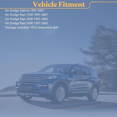 Serpentine Belt for Dodge Ram 2500 5.9L 1997 1998 1999 2000 2001 2002, for 3500 5.9L 1997 1998 1999 2000 2001 2002, for 1500 3.9L 1997 1998 1999 2000 2001 in Kuwait