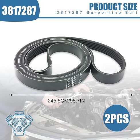 طقم حزام سيربنتين 3817287/3889124 لمحركات فولفو بنتا 4.3L/5.0L/5.7L، حزام قيادة معزز ومولد كهربائي - مادة مطاطية، مقاومة للتآكل والزيت، عبوتان in Kuwait