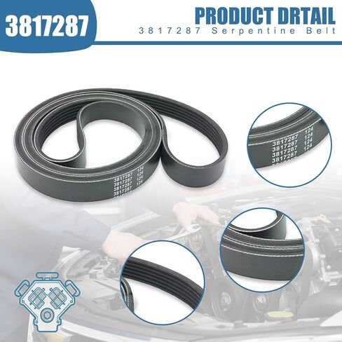 طقم حزام سيربنتين 3817287/3889124 لمحركات فولفو بنتا 4.3L/5.0L/5.7L، حزام قيادة معزز ومولد كهربائي - مادة مطاطية، مقاومة للتآكل والزيت، عبوتان in Kuwait