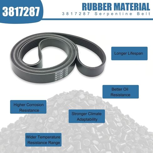 طقم حزام سيربنتين 3817287/3889124 لمحركات فولفو بنتا 4.3L/5.0L/5.7L، حزام قيادة معزز ومولد كهربائي - مادة مطاطية، مقاومة للتآكل والزيت، عبوتان in Kuwait