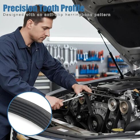 طقم حزام سيربنتين 3817287/3889124 لمحركات فولفو بنتا 4.3L/5.0L/5.7L، حزام قيادة معزز ومولد كهربائي - مادة مطاطية، مقاومة للتآكل والزيت، عبوتان in Kuwait