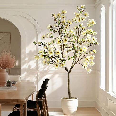 Artificial Trees Cherry Blossom Tall Fake Magnolia Flower Tree Floor plantas Indoor Outdoor Realistic for Home Living Room Office Porch Outside Patio arboles para decoracion Housewarming Gift in Saudi Arabia
