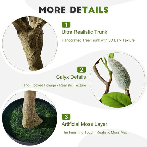 Artificial Trees Cherry Blossom Tall Fake Magnolia Flower Tree Floor plantas Indoor Outdoor Realistic for Home Living Room Office Porch Outside Patio arboles para decoracion Housewarming Gift in Saudi Arabia