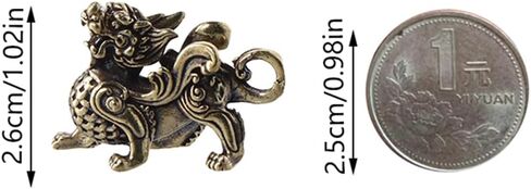 Feng Shui Qilin Statue Decoration Retro Brass Pendant Tabletop Ornaments Key Chain Pendant Vintage Lucky Flying Qilin in Saudi Arabia