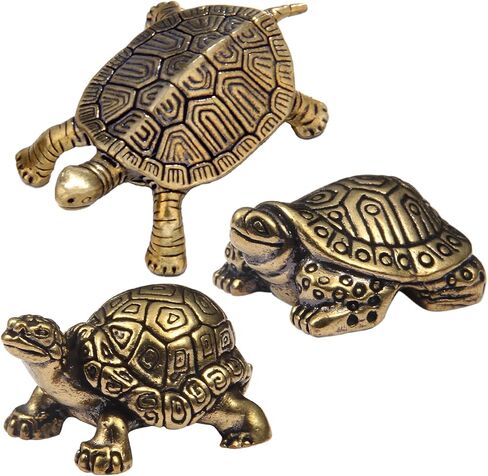3 قطع من تماثيل السلحفاة النحاسية الذهبية من KKBES، تماثيل سلحفاة عتيقة، زينة السلاحف المزخرفة للديكور المنزلي والمكتب الخارجي in Kuwait
