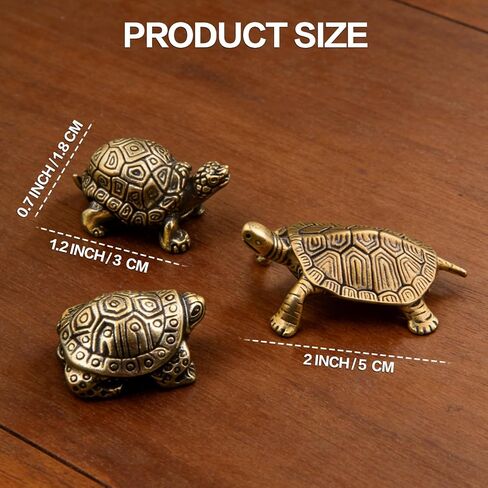 3 قطع من تماثيل السلحفاة النحاسية الذهبية من KKBES، تماثيل سلحفاة عتيقة، زينة السلاحف المزخرفة للديكور المنزلي والمكتب الخارجي in Kuwait