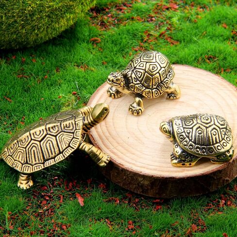 3 قطع من تماثيل السلحفاة النحاسية الذهبية من KKBES، تماثيل سلحفاة عتيقة، زينة السلاحف المزخرفة للديكور المنزلي والمكتب الخارجي in Kuwait