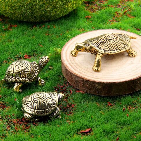 3 قطع من تماثيل السلحفاة النحاسية الذهبية من KKBES، تماثيل سلحفاة عتيقة، زينة السلاحف المزخرفة للديكور المنزلي والمكتب الخارجي in Kuwait