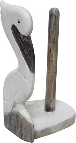 WorldBazzar منحوتة باليد الأبيض البجع حامل المناشف الورقية نحت الخشب تمثال بحري أداة المطبخ النحت in Kuwait