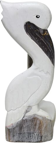 WorldBazzar منحوتة باليد الأبيض البجع حامل المناشف الورقية نحت الخشب تمثال بحري أداة المطبخ النحت in Kuwait