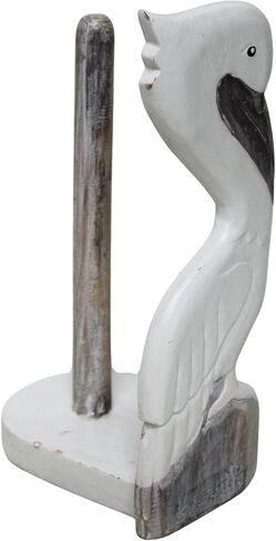 WorldBazzar منحوتة باليد الأبيض البجع حامل المناشف الورقية نحت الخشب تمثال بحري أداة المطبخ النحت in Kuwait