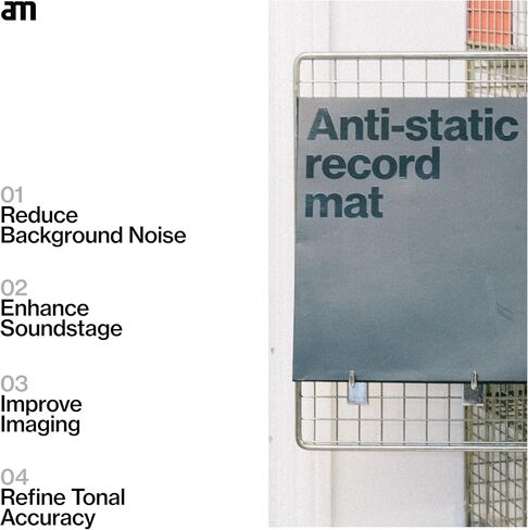 am بساط تسجيل مضاد للكهرباء الساكنة - بساط منزلق من ألياف الكربون للأقراص الدوارة مقاس 12 بوصة - يقلل من الرنين والكهرباء الساكنة للحصول على جودة صوت الفينيل الشفاف، أسود in Kuwait