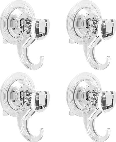 Suction Cup Hooks 2 Pack 4 Pack, Clear Heavy Duty Suction Cup, Waterproof Shower Hooks, Heavy Duty Vacuum Suction Hanger for Wreaths, Shower, Window, Kitchen, Tile, Glass Door (4), PK0222 in Saudi Arabia