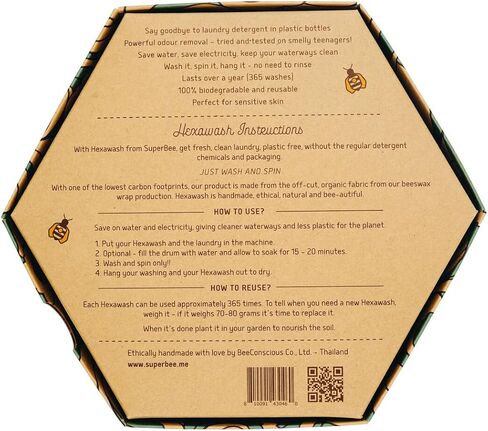 SuperBee Hexawash Laundry Detergent Replacement | Goodbye Detergent, Lasts for 300 Washes | Toddler and Teen Tested | Clean, Fresh Laundry | Long Lasting, Earth Friendly, Plastic Free in Kuwait