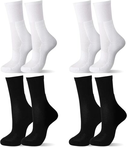Jeyiour 4 Pairs Anti Blister Cushion Heel Padded Socks Terry Towel Sole Breathable Crew Sock for Women Men Outdoor Hiking in Saudi Arabia