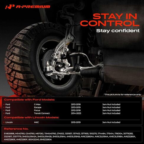 A-Premium 2 × نهاية قضيب ربط داخلي أمامي، متوافق مع Ford Escape 2013-2019، Focus 2012-2018، Transit Connect 2014-2023، C-Max 2013-2018 وLincoln MKC 2015-2019 in Saudi Arabia