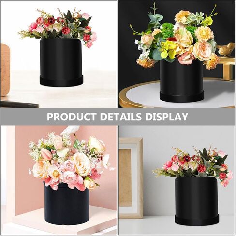 PRETYZOOM 2pcs Round Box, 5 Inch Diy Box, Packing With Lids, Decorative Arrangement Bucket, Valentine's Day Wedding Decoration (Black) in Saudi Arabia