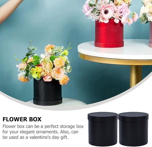PRETYZOOM 2pcs Round Box, 5 Inch Diy Box, Packing With Lids, Decorative Arrangement Bucket, Valentine's Day Wedding Decoration (Black) in Saudi Arabia