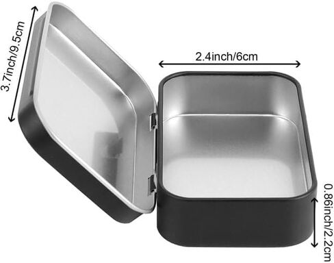 3Pcs Black Rectangular Small Tins with Lids Tin Boxes Tins Container, 3.7x2.3x0.8 Inch Metal Empty Hinged Tin Storage Boxes for Candy Key Earrings Food Storage,Decorative Accessories in Saudi Arabia