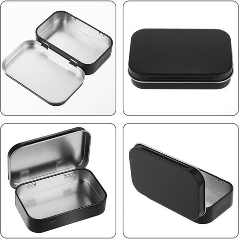 3Pcs Black Rectangular Small Tins with Lids Tin Boxes Tins Container, 3.7x2.3x0.8 Inch Metal Empty Hinged Tin Storage Boxes for Candy Key Earrings Food Storage,Decorative Accessories in Saudi Arabia