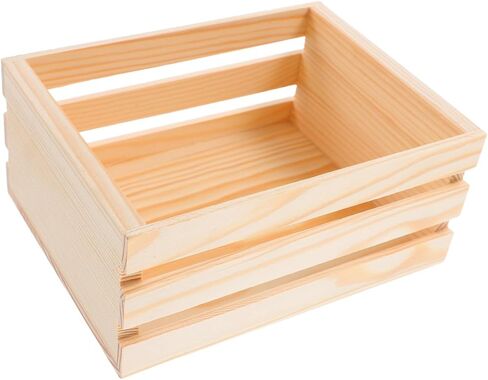 PRETYZOOM 1pc Mini Wooden Crate, Unfinished Crate for Desktop Storage Holder, Decorative Rustic Wooden Basket for Daily Organizer, Party Decoration (16x10x9cm) in Saudi Arabia