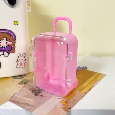 Plastic Pink Mini Travel Suitcase Boxes for Women Men Small Handbag Luggage Storage Box Decoration Accessories in Saudi Arabia