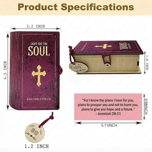 Christian Bible Verse Gift Box - 150 Color-Coded Scripture Cards for Anxiety, Grief and Encouragement - Wooden Keepsake Box, Religious Easter Birthday Christmas Gifts for Women in Saudi Arabia