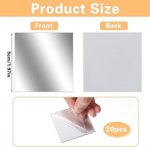Mini Mirrors for Crafts 30 Pcs 2x2 Inch Square Mirror Tiles Self Adhesive Acrylic Mirror Stickers Mirrors Squares for Wall DIY Projects Home Decor Art Supplies Bathroom in Saudi Arabia