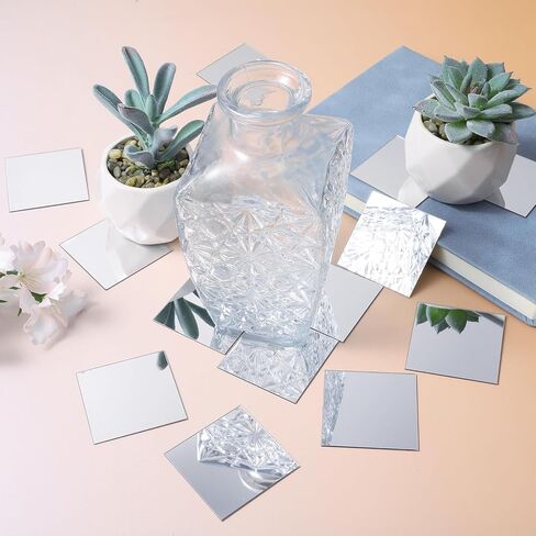 Mini Mirrors for Crafts 30 Pcs 2x2 Inch Square Mirror Tiles Self Adhesive Acrylic Mirror Stickers Mirrors Squares for Wall DIY Projects Home Decor Art Supplies Bathroom in Saudi Arabia