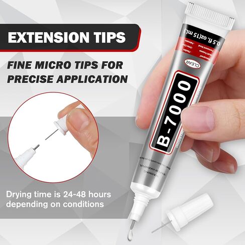 غراء حرفي B-7000 لصناعة المجوهرات - 15 مل/0.5 أونصة (10 عبوات) - متعدد الوظائف B-7000 غراء فائق اللصق سائل فيوجن غراء للحرف اليدوية بأحجار الراين، وأحذية الملابس، والنسيج، وصناعة المجوهرات، والهواتف المحمولة in Kuwait