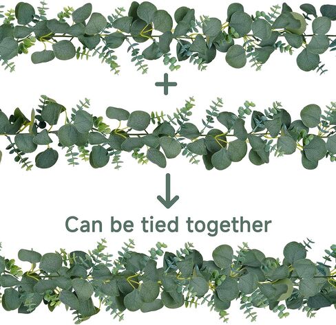 Vlorart 2 Pack Artificial Eucalyptus Garland, 5.5ft Faux Boxwood Eucalyptus Leaves Greenery Garland, Artificial Hanging Vines for Wedding Backdrop Arch Table Wall Home Party Decor in Kuwait