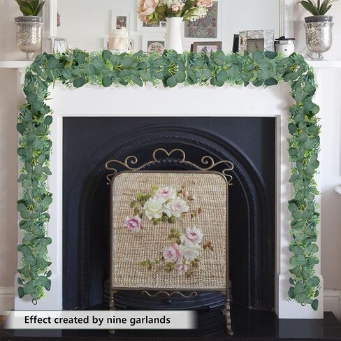 Vlorart 2 Pack Artificial Eucalyptus Garland, 5.5ft Faux Boxwood Eucalyptus Leaves Greenery Garland, Artificial Hanging Vines for Wedding Backdrop Arch Table Wall Home Party Decor in Kuwait