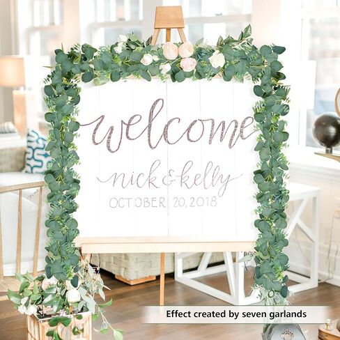 Vlorart 2 Pack Artificial Eucalyptus Garland, 5.5ft Faux Boxwood Eucalyptus Leaves Greenery Garland, Artificial Hanging Vines for Wedding Backdrop Arch Table Wall Home Party Decor in Kuwait