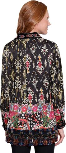 John-Mark Women's Mix Print Button Front with Burnout Velvet in Saudi Arabia