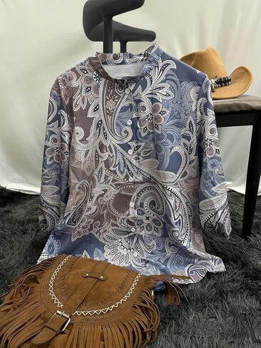 Summer Vacation Long Sleeve for Women Button Down Boho Shirts Casual Travel Beach Blouses in Saudi Arabia