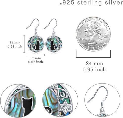 Black Cat Earrings for Women 925 Sterling Silver Celtic Black Cat Drop Earrings Cute Animal Cat Jewelry Halloween Gifts for Women Mom in Saudi Arabia