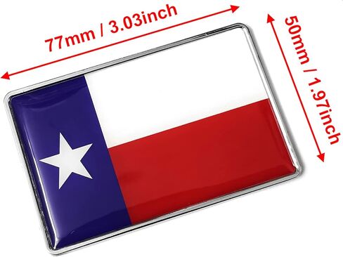 PTDecals 1 قطعة معدنية ثلاثية الأبعاد شعار علم ولاية تكساس ملصق شارة صائق للسيارات والسيارات الأمامية والمصدات الجانبية للنافذة الجانبية وصندوق السيارة والباب الخلفي 77 × 50 مم in Kuwait