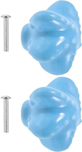 Sea Creature Ceramic Drawer Pulls and Shell-Shaped Cabinet Knobs, Blue Color, Vintage Style Cute Handles for Room Wardrobe and Dresser, 2pcs Set in Saudi Arabia