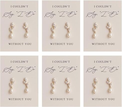 Bridesmaid Earrings Set of 4/6/8 Bridesmaid Jewelry Gifts Rhinestone Pearl Earrings I Cant Say I Do Without You Card Wedding Day Thank You Ready to Gift for Bridesmaids in Saudi Arabia