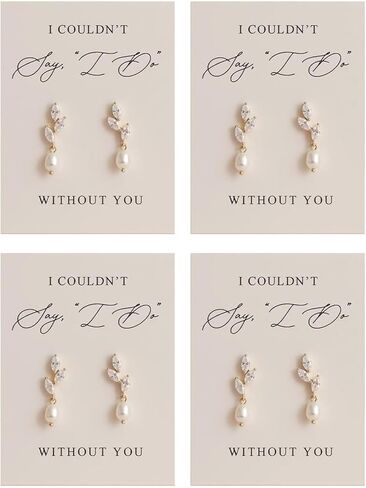 Bridesmaid Earrings Set of 4/6/8 Bridesmaid Jewelry Gifts Rhinestone Pearl Earrings I Cant Say I Do Without You Card Wedding Day Thank You Ready to Gift for Bridesmaids in Saudi Arabia