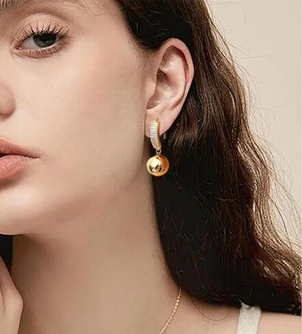 Gold Plated Earrings for Women 14K Gold Statement Earrings Trendy Fashion Gold Jewelry Gifts in Kuwait