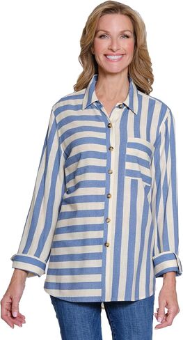 MULTIPLES Womens Clothing |Three Quarters Sleeve Button Front Hi-Lo Shirt | Dressy & Casual Clothing for Women in Saudi Arabia