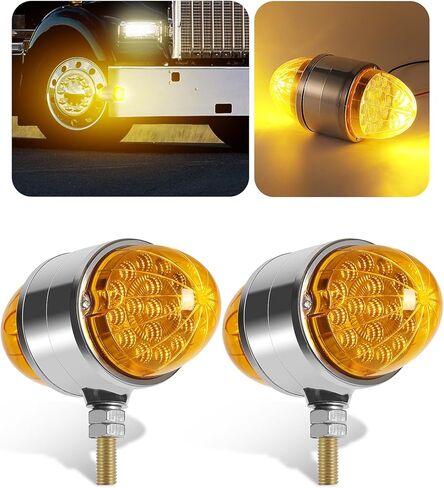 2 قطعة كهرمان/أحمر مزدوج الوجه 34 LED أضواء إشارة الانعطاف البطيخ، مصابيح LED مساعدة نصف شاحنة كروم مساعدة مقاومة للماء لثورة الشحن من أجل Freightliner Peterbilt Kenworth Mack Western Star in Kuwait