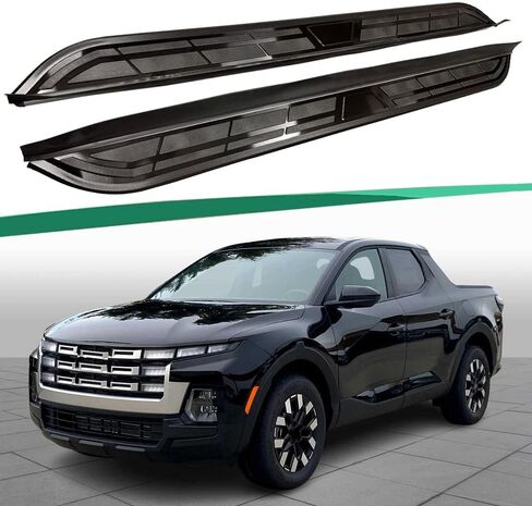 2 قطعة/المجموعة/مجموعة لوحة الجري السوداء بالكامل تناسب Hyundai Santa Cruz 2022 2023 2024 2025 2026 قضيب جانبي من الألومنيوم لحماية السيارة ودواسات الدرج مع مسامير مثبتة in Saudi Arabia